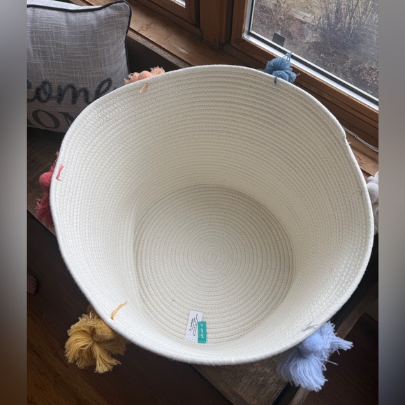 Large Coiled Rope Kids' Basket with Tassels Natural/Multicolor - Pillowfort™ - Picture 4 of 5